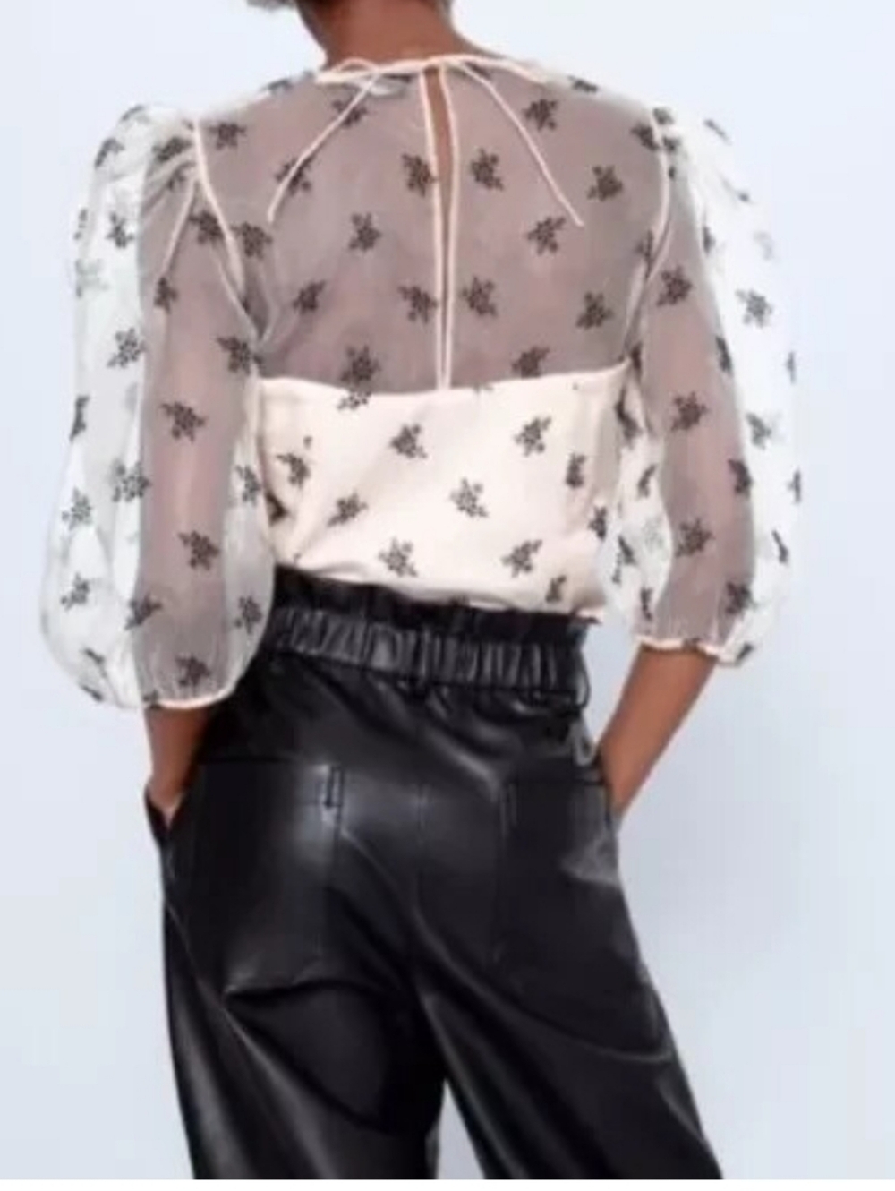 Y2k Retro Puff Sleeve Floral Velvet‎ Burnout Sweethear Top Blouse SzS Pink - Picture 5 of 15